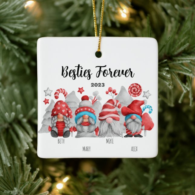 Adorno De Cerámica Los mejores amigos, mujeres y hombres gnomos (Árbol)