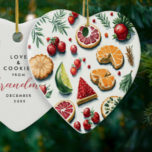 Adorno De Cerámica Los navidades Aman Y Las Galletas Rojas Y Verdes