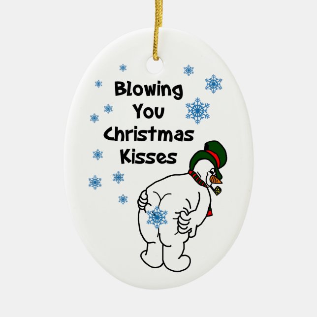 Adorno De Cerámica Los Navidades besan a Snowman (Frente)