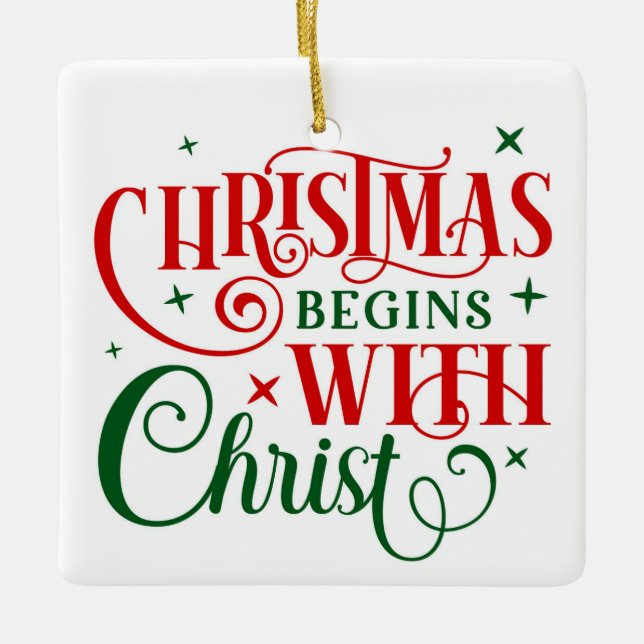 Adorno De Cerámica Los navidades comienzan con Cristo (Anverso)