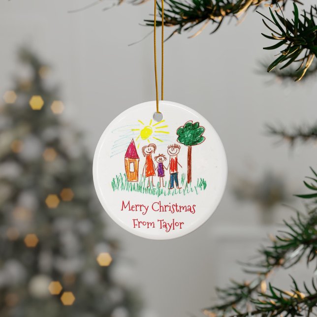 Adorno De Cerámica Los Navidades de arte de su hijo (Your Child's Artwork Christmas Ceramic Ornament)