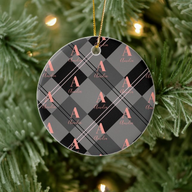 Adorno De Cerámica Los navidades tocan rosa negro gris personalizado (Árbol)