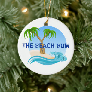 Adorno De Cerámica Los Navidades tropicales personalizados del Beach 