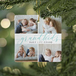 Adorno De Cerámica Los nietos hacen que la vida sea grande | 8 Mini f<br><div class="desc">Crea un regalo dulce para una abuela o abuelo amados con este hermoso ornamento de fotos de collage. "Los nietos hacen la vida grandiosa" aparece en el centro en letras de caligrafía acuática. Personalizar con 8 mini fotos rectangulares de sus nietos, y agrega sus nombres y el año al fondo....</div>