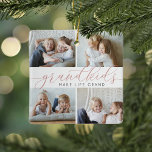 Adorno De Cerámica Los nietos hacen que la vida sea grande | 8 Mini f<br><div class="desc">Crea un regalo dulce para una abuela o abuelo amados con este hermoso ornamento de fotos de collage. "Los nietos hacen la vida grandiosa" aparece en el centro con polvorientas letras de caligrafía rosa. Personalizar con 8 mini fotos rectangulares de sus nietos, y agrega sus nombres y el año al...</div>