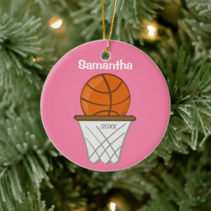 Adorno De Cerámica Los niños Chicas personalizados Baloncesto Rosa K