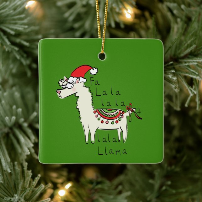 Adorno De Cerámica Los niños de los Navidades de Llama son graciosos (Árbol)