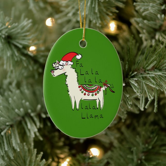 Adorno De Cerámica Los niños de los Navidades de Llama son graciosos (Árbol)