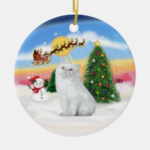 Adorno De Cerámica Los Papás Noel despegan - gato persa blanco
