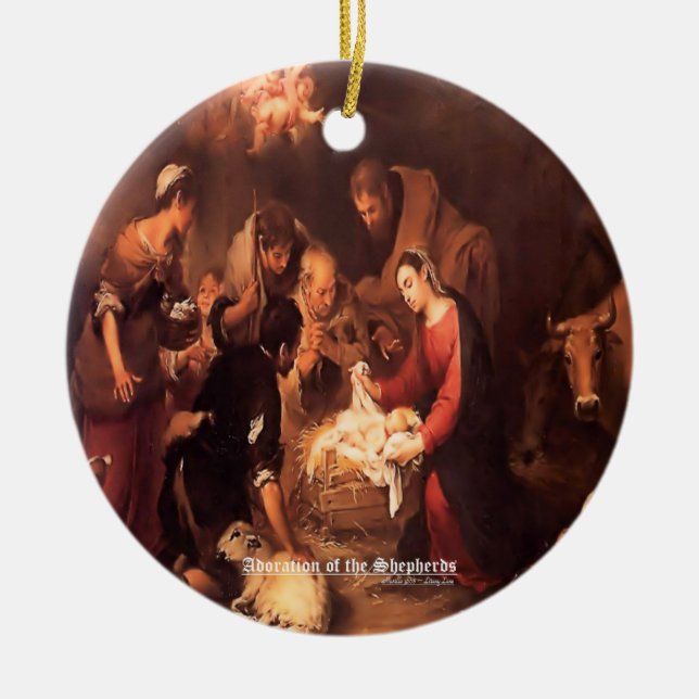 Adorno De Cerámica Los Pastores de Natividad de la Escritura de 1668 (Frente)