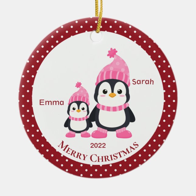 Adorno De Cerámica Los pingüinos grandes y salvajes personalizados (Frente)