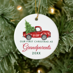 Adorno De Cerámica Los primeros abuelos navideños vintage camionero