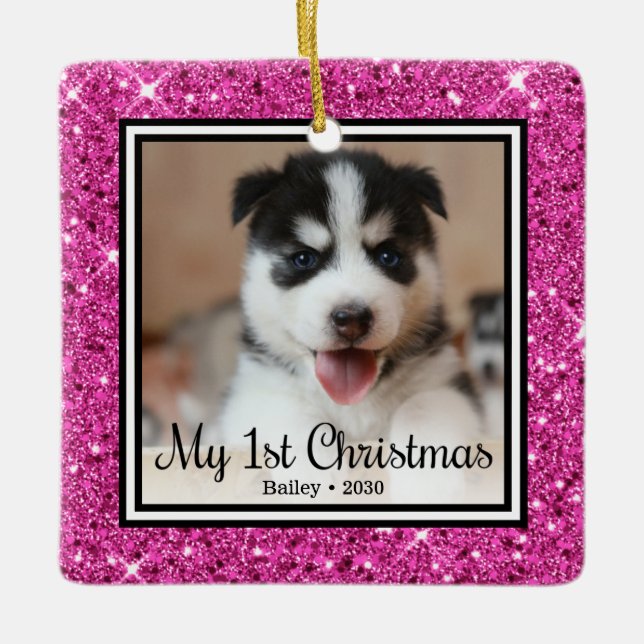 Adorno De Cerámica Los primeros Navidades de Cachorro (Anverso)