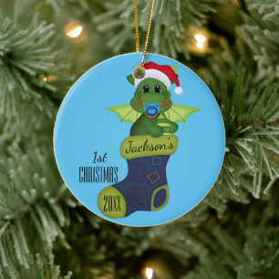 Adorno De Cerámica Los primeros Navidades de Dinosaur Baby