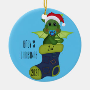 Adorno De Cerámica Los primeros Navidades de Dinosaur Baby