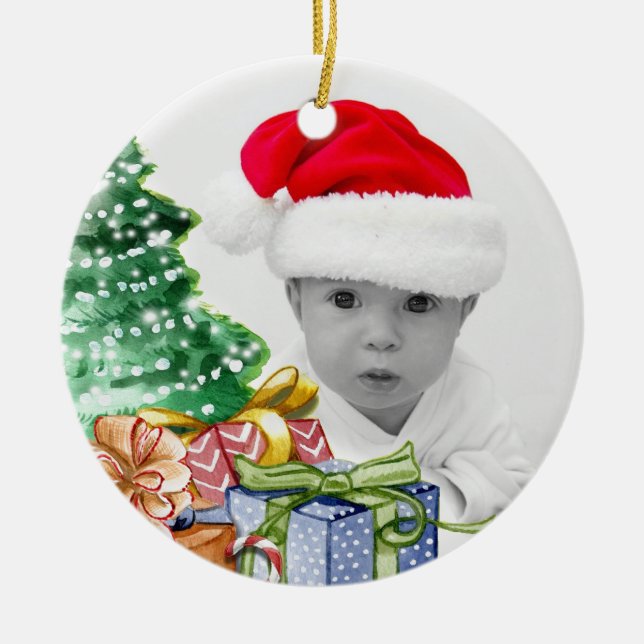 Adorno De Cerámica Los primeros Navidades de fotos del bebé (Frente)