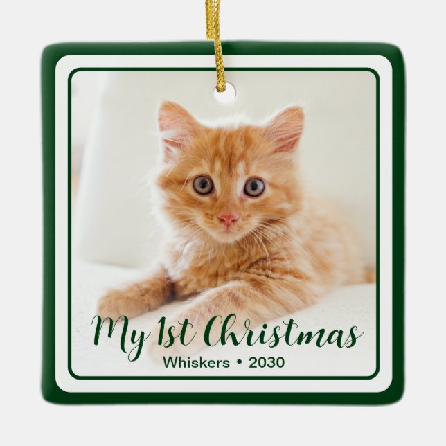 Adorno De Cerámica Los primeros Navidades de gatito 2 Foto (Anverso)