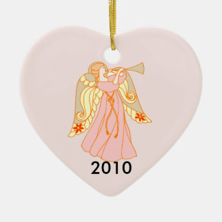 Adorno De Cerámica Los primeros Navidades de Pink Angel Heart Baby