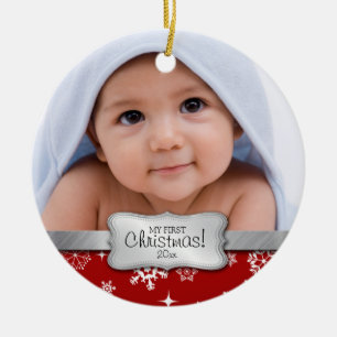 Adorno De Cerámica Los primeros Navidades del bebé.  Agregar tu foto