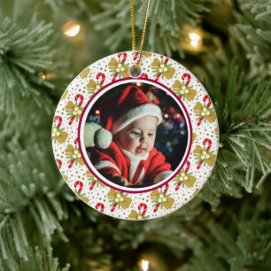 Adorno De Cerámica Los primeros Navidades del bebé fotografian Cañone