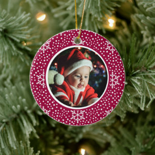Adorno De Cerámica Los primeros Navidades del bebé fotografian copos