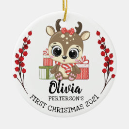 Adorno De Cerámica Los primeros Navidades del bebé moose