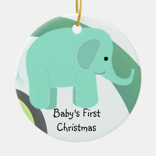 Adorno De Cerámica Los primeros Navidades del Elephant Baby (Frente)