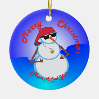 Adorno De Cerámica Los pulgares suben el muñeco de nieve