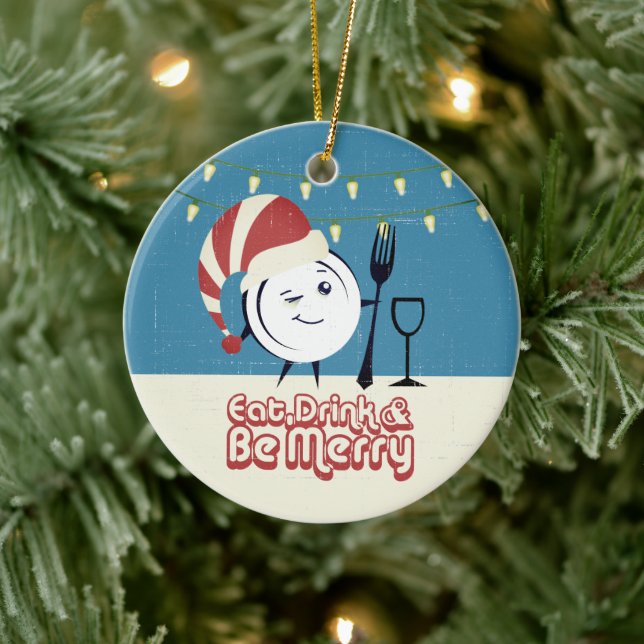 Adorno De Cerámica Los retro comen bebidas sean deliciosos Navidades  (Árbol)
