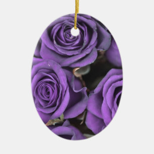 Adorno De Cerámica los rosas color de rosa púrpuras del ramo fechan