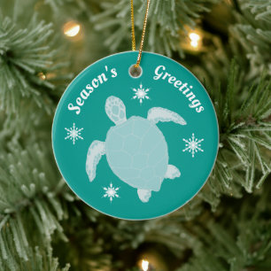 Adorno De Cerámica Los saludos de temporada le dan a la tortuga navid