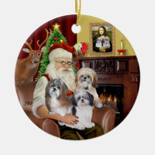 Adorno De Cerámica Los Shih Tzus de Santa (TRES)