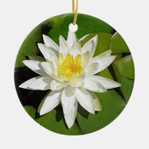Adorno De Cerámica Lotus blanco