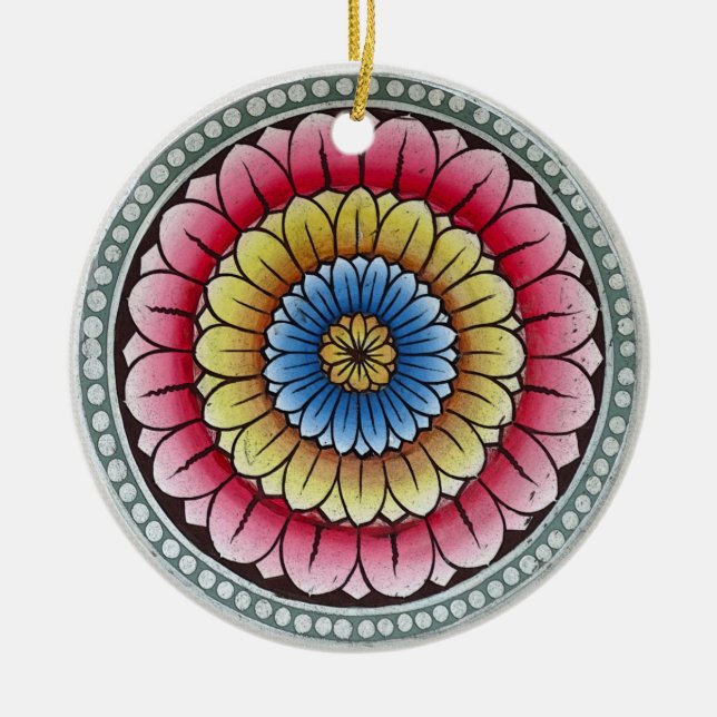 Adorno De Cerámica Lotus Mandala Ornament (Frente)