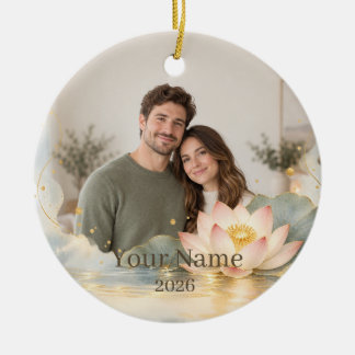 Adorno De Cerámica Lotus Water Custom Photo Ornament