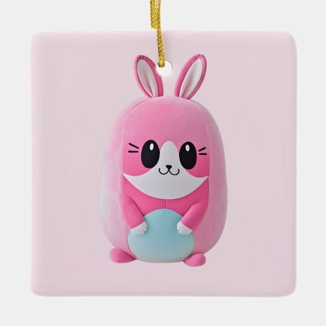 Adorno De Cerámica Lou Lou. Una criatura cariñosa, rosa (Anverso)