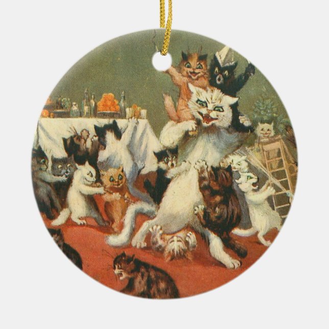 Adorno De Cerámica Louis Wain Merry Christmas (Frente)