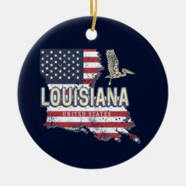 Adorno De Cerámica Louisiana Estados Unidos Retro Map Vintage Estados