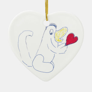 Adorno De Cerámica Love Bug Ceramic Heart Christmas Ornament