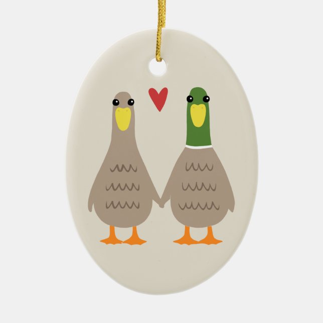 Adorno De Cerámica Love Ducks Cute Coute Holiday Keepsake (Frente)