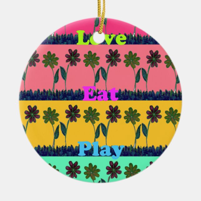 Adorno De Cerámica Love Eat Play Art Print (Frente)