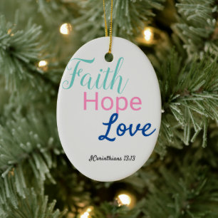 Adorno De Cerámica Love Faith & Hope Ceramic Ornament Christian