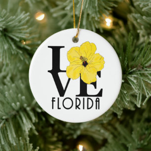 Adorno De Cerámica LOVE Florida (hibisco amarillo)