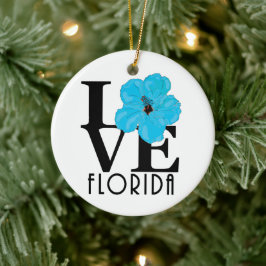 Adorno De Cerámica LOVE Florida (hibisco azul)