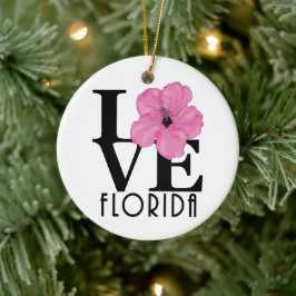 Adorno De Cerámica LOVE Florida (hibisco rosa)