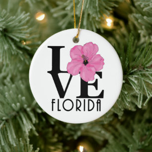 Adorno De Cerámica LOVE Florida (hibisco rosa)