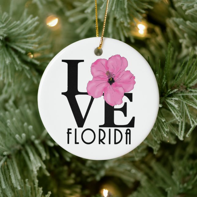 Adorno De Cerámica LOVE Florida (hibisco rosa) (Árbol)