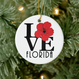 Adorno De Cerámica LOVE Florida Red Hibiscusq