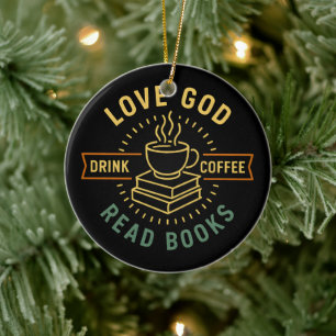 Adorno De Cerámica Love God Drink Coffee Read Books Amantes Vintage