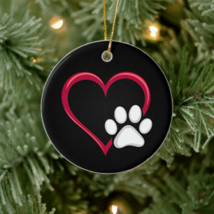 Adorno De Cerámica Love Heart Dog Paw El día de San Valentín Dog Love